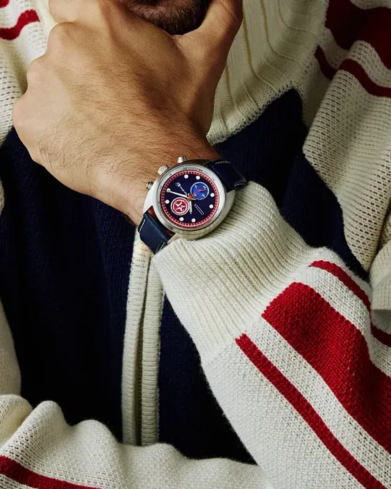 Captain America 85th Anniversary Blue Dial Leather Strap CA7046